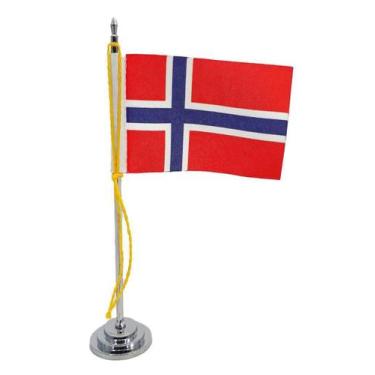 Imagem de Mini Bandeira De Mesa Da Noruega 15 Cm Poliéster - Sp Bandeiras