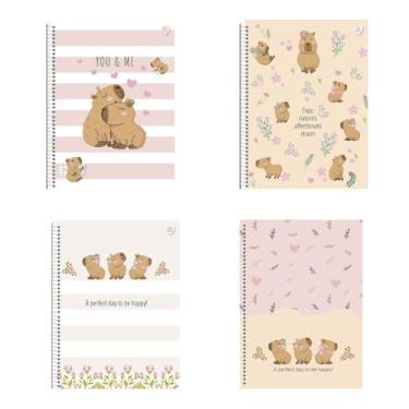 Imagem de Caderno Universitário Espiral Capivara, 80 Folhas Pautadas, Capa Dura, 27,5 x 20 cm, 1 Matéria, com Adesivos e Manual Libras