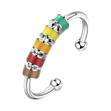 Imagem de Anel Giratório De Cristal Feminino Fofo Com Contas Para Alívio Da Ansi