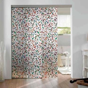 Imagem de Adesivo Para Vidro Box Banheiro Jateado Decorado Folhas Prova D'Agua -