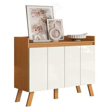 Imagem de Aparador Buffet Organizador Cantinho do Café Cannes 108cm 04 Portas Cinamomo Branco - A...