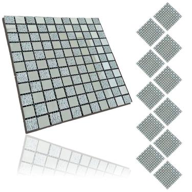 Imagem de Pastilha De Vidro Kit 11 Uni Adesiva Parede Cozinha Sala Banheiro Decorativa Moderna Requintado Reforma Aplicacao Facil