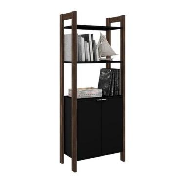 Imagem de Armario 02 Portas Multiuso Escritorio Ou Closet AZ1009 Preto Nogal Tec