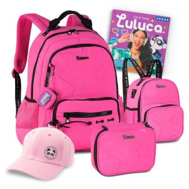 Imagem de Kit Mochila Luluca Youtuber Feminina Teen Estojo Lancheira, 20 Litros,
