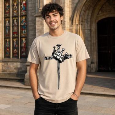 Imagem de Camiseta Unissex Coroa e Cravos Estampa Minimalista Casual Confortável