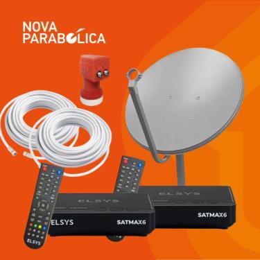 Imagem de Kit Nova Parabólica, 2 Receptores Elsys Satmax + Antena Ku + Lnbf Dupl