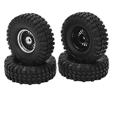 Imagem de Jogo de roda de pneu RC, padrão de ranhuras Rodas de alumínio ecologicamente corretas para carro axial SCX24 AXI00001 1/24 RC(Preto)