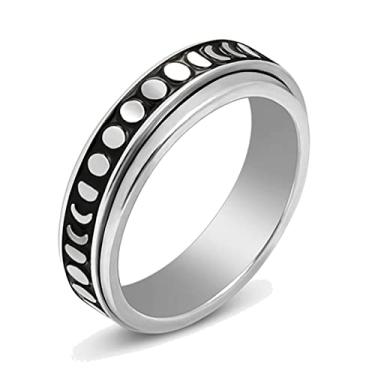Imagem de DoreenBeads Anel giratório de aço inoxidável - anel de ansiedade, anel de noivado e casamento, anel de compromisso, para mulheres e homens, tamanho 7-11, 17.3mm, Esmalte Metal não
