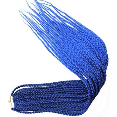 Imagem de Mayloss 6 Pacotes/lote (14/18/24/30) polegada 1 cm 20 Fios/pacote 3X Caixa Fina Trança Crochet Extensionin de Cabelo Diâmetro 3X Trança Sintética Extensões de Cabelo Crochet Tranças Cor de Cabelo (14 polegad, T1B/azul)