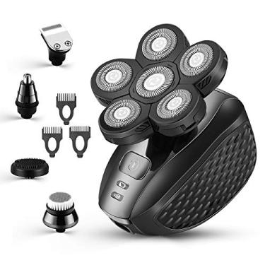 Imagem de Barbeador elétrico para homens – Barbeador 5 em 1 para homens – Kit multifuncional de cuidados com cabeça careca, barbeador elétrico recarregável por USB para homens, sem fio, barbeador