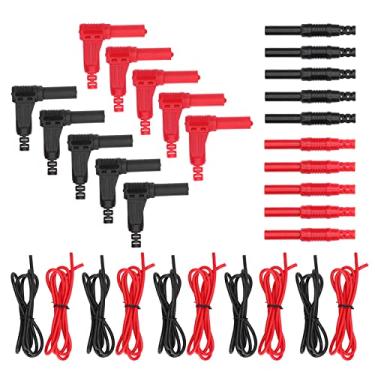 Imagem de Conjunto de Cabos de Teste de Multímetro, Teste de Plugue Banana 4mm Ângulo Reto Plugue Reto Macho para Macho Cabo de Teste para Reparo Eletrônico 32A 1000V