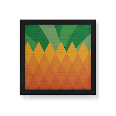 Imagem de Arte Maníacos Quadro Decorativo em Madeira Abacaxi Flat - 30x30cm (Moldura caixa em laca preta)