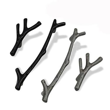 Imagem de Maçaneta de móveis de galhos de árvores da moda 96 mm 128 mm Preto Prata Bronze Puxadores de gavetas Maçanetas de porta Ferragens, preto, 12,8 cm