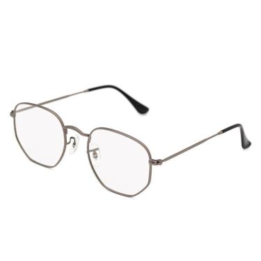 Imagem de Armação Óculos Grau Clipon Feminino 2 Em 1 Hexagonal Grafite