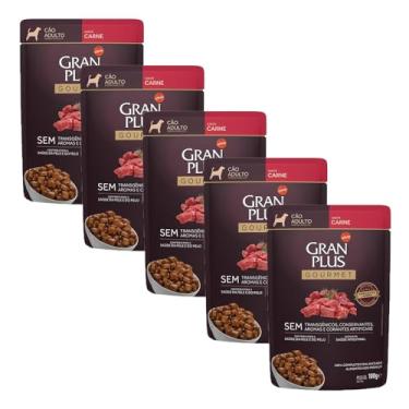 Imagem de KIT 5 Ração Úmida Gran Plus Gourmet Cães Adultos Carne 100g