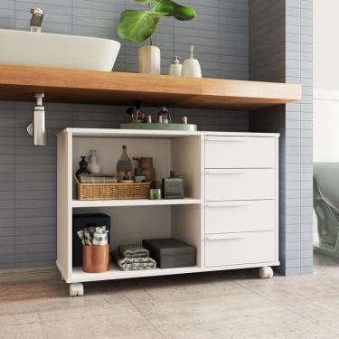 Imagem de Armário 4 Gavetas com Rodízios BBN31 BRV Móveis - Branco