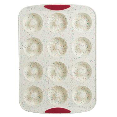 Imagem de Trudeau Decorated Donut Pan-White Confetti/Fuchsia, 12 Cavity -05120071