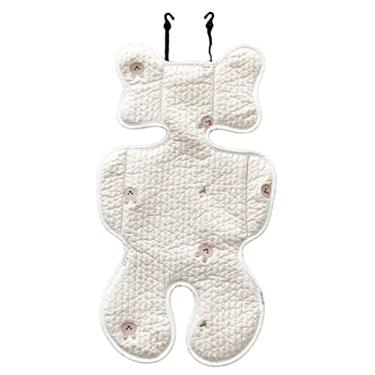 Imagem de POCREATION Almofada de assento de carrinho de bebê respirável macia, suporte de corpo inteiro, algodão puro, inserção de assento de carro recém-nascido, para materiais ultramacios, com suporte para o