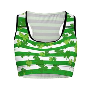 Imagem de Camiseta feminina costas nadador com estampa gráfica para sair, camiseta sexy sem mangas, blusa de verão, boho, colete formal, Verde, XXG