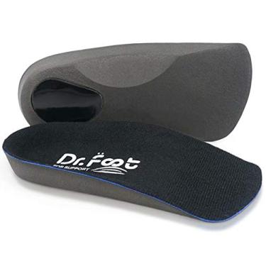 Imagem de Dr. Palmilhas 3/4 de comprimento ortopédico, autoadesivas, meia palmilha para pés chatos, fascite plantar, arcos caídos, pronação, esporas de calcanhar, fadiga dos pés, Preto, L - Women's 11-13 | Men's 9.5-11