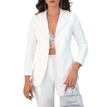 Imagem de Blazer Social Alfaiataria Neoprene Acinturado Feminino-Feminino