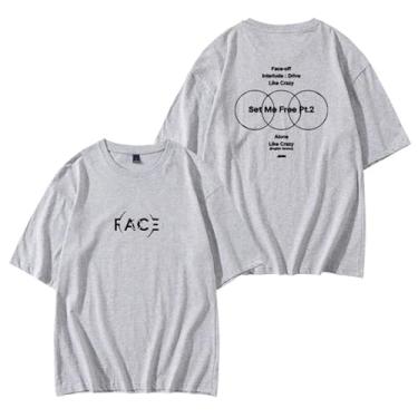 Imagem de Camiseta Jimin Solo Album FACE Same Style Support para fãs de algodão gola redonda manga curta, Cinza, 3G