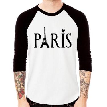 Imagem de Camiseta Raglan Paris Torre Eiffel Manga 3/4 - Foca Na Moda