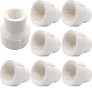Imagem de YSIL 8 peças de 2,5 cm a 1/5.1 cm PVC fêmea para fêmea adaptador de acoplamento redutor rosqueado acessórios de tubulação para conexão de tubulação de encanamento de rosca
