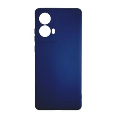 Imagem de Capa Compativel com Moto G85 Silicone Macia Veludo Forro Interno Luxo Azul Marinho