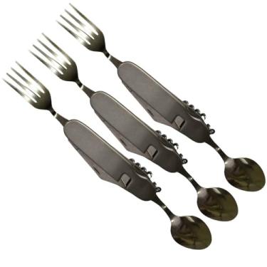 Imagem de Kit 3 Canivetes Talher 7 em 1 Aço Inox Pesca, Camping, Caça CBRN20751