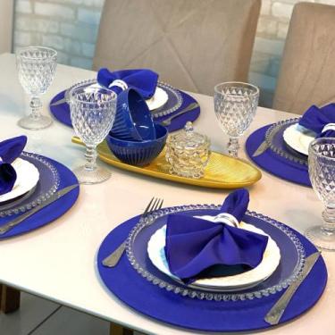 Imagem de Kit Mesa Posta Sousplat Completo LISO Varias Cores - MUMUDECOR, AZUL R