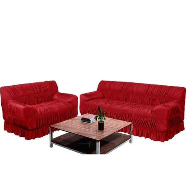 Imagem de Capa De Sofá Em Malha 2 E 3 Lugares 21 Elásticos - Vermelho - Campari