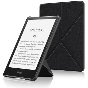 Imagem de Capa Para Kindle 11ª Geração 2024 e 2022 (C2V2L3 e RS23CV) Origami - Rígida - Sistema de Hibernação - Fechamento Magnético (Preto)