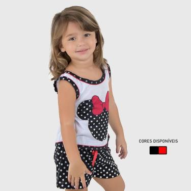 Imagem de Baby Doll Infantil Minnie Pijama Curto Short - DILUXO, Preto, M