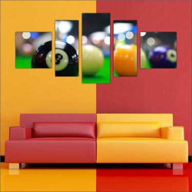 Imagem de Quadro Decorativo Sinuca Bilhar Salas De Jogos Mosaico 5 Peças TT1 - V