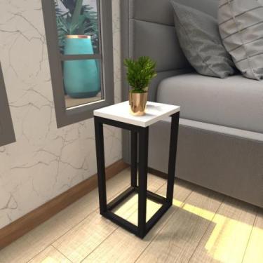 Imagem de Mesa de cabeceira industrial branca off white canto quarto cabeceira m