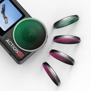 Imagem de BRDRC Filtro ND para DJI Osmo Action 5 Pro Action 4 3, pacote com 4 CPL ND16 ND32 ND64 conjunto de filtros de lente de encaixe acessórios polarizadores de densidade neutra