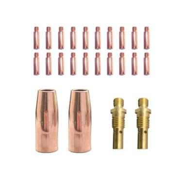 Imagem de Conjunto de 24 acessórios de pistola de soldagem Mig 11-35 0,1 cm kit para pistola Forney 140 FC-i Mig: 20 peças pontas de contato 29-76 0,03 polegadas + 2 bocais de gás 21-50F + 2 peças difusas de