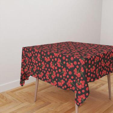 Imagem de Toalha De Mesa Quadrada 4 Lugares Tecido Oxford Cerejas TL115 - 140x14