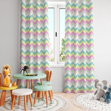 Imagem de Cortina Tecido Oxford Quarto Infantil Chevron Colorido Candy - 280x220