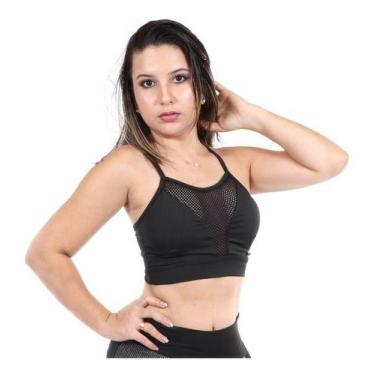 Imagem de Kit 5 Top Com Bojo Fitness Suplex Treino Mescla Atacado - Rigafi Fashi