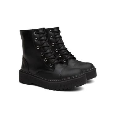 Imagem de Bota Feminina Coturno Tratorada Cano Médio - D'Shoes, Preto, 37