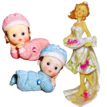 Imagem de Enfeite Decorativo de Bebe e Noiva Bibelô em Resina - Commercedai, Bra
