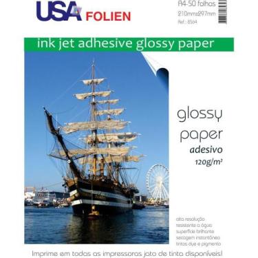 Imagem de Papel Fotográfico INKJET A4 GLOSSY Adesivo 120G Pacote com 50 - Usa Fo