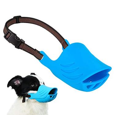 Imagem de Focinheira de cachorro, capa de boca de silicone de pato macio com alça ajustável para cães pequenos e médios, melhor para evitar latidos, mordidas e mastigar