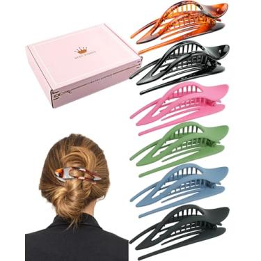 Imagem de 6 peças de clipes de cabelo franceses para cabelos grossos, 5" grandes prendedores de cabelo deslizantes laterais para mulheres meninas, fixação forte, sem aderência, prendedores de cabelo lisos, grampos curvados de garra prendedores de cabelo prendedores de patinho para cabelos longos e grossos