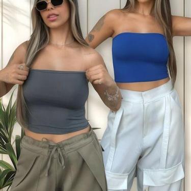 Imagem de Kit Duas Peças sem alça Blogueirinha Top Faixa Sem Bojo - BTXModa&Co.,