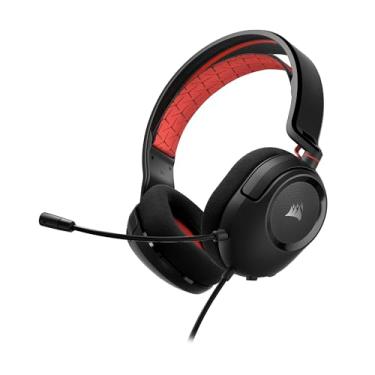 Imagem de Corsair Fone de ouvido para jogos multiplataforma HS35 v2 com fio – Microfone omnidirecional flexível – Conexão universal de 3,5 mm – PC, Mac, PS5, PS4, Xbox, Nintendo Switch, Mobile – Vermelho