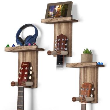 Imagem de Suporte de Parede para Guitarra Keebofly - Com 3 Palhetas de Madeira