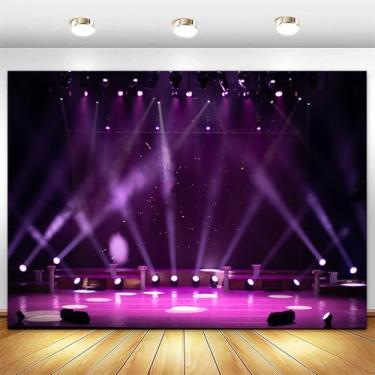 Imagem de Withu Palco roxo holofote tecido concerto show ao vivo drama música dança discoteca decorações festa banner aniversário baile festival eventos fotografia fundo 2,1 x 1,5 m